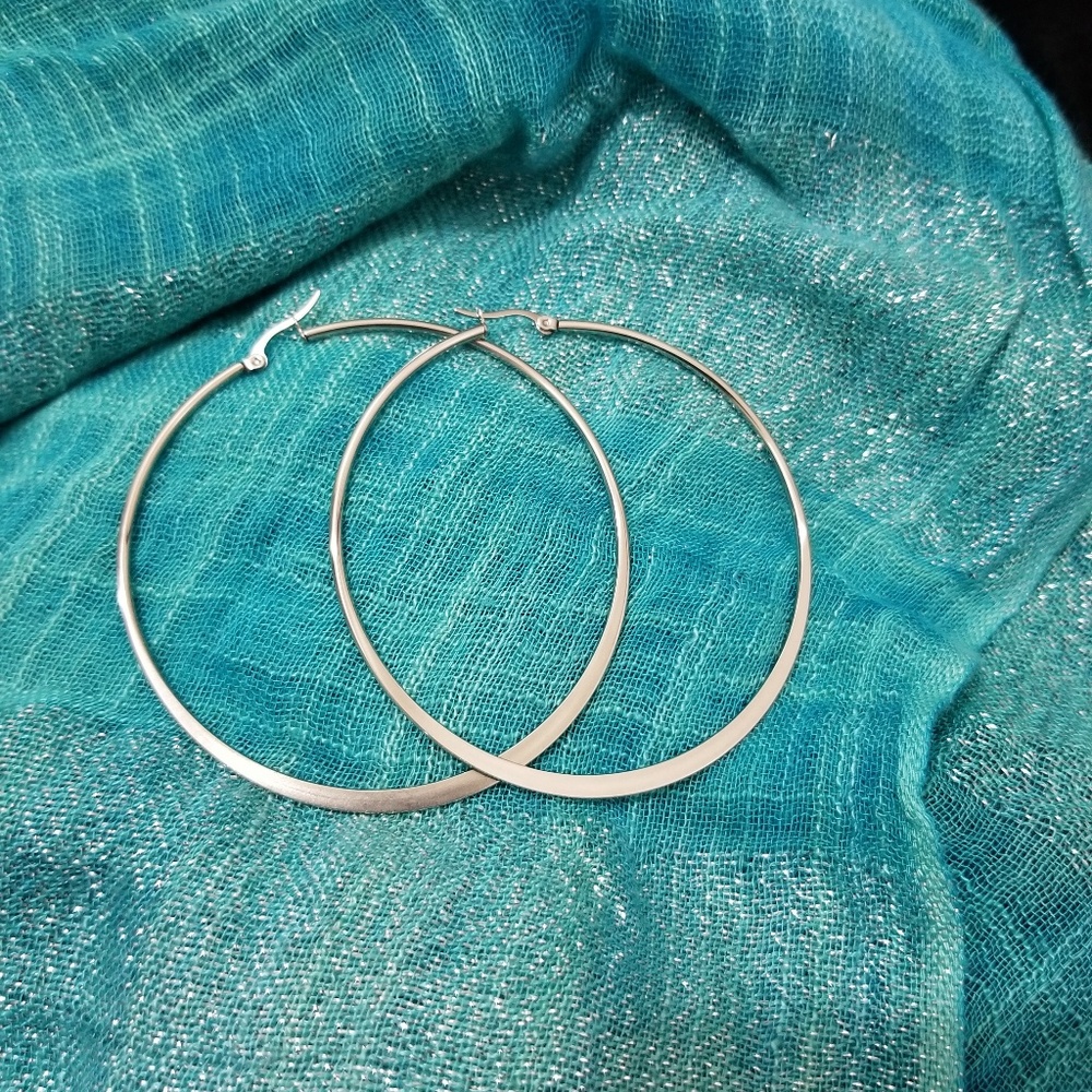 Silver Loop Earrings - Picture 4 of 5